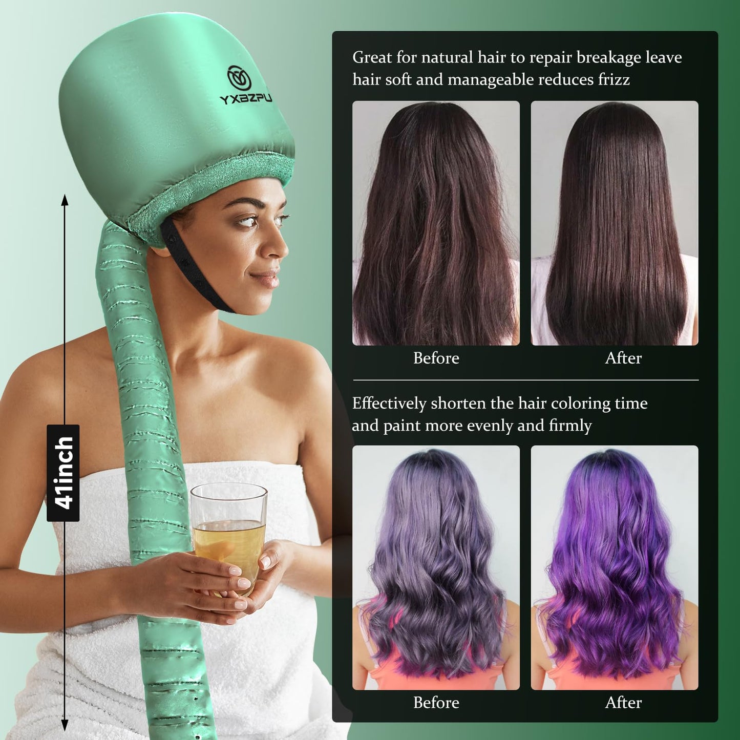 ZJING curly hair styling bonnet showing the adjustable drawstring and integrated comfort headband