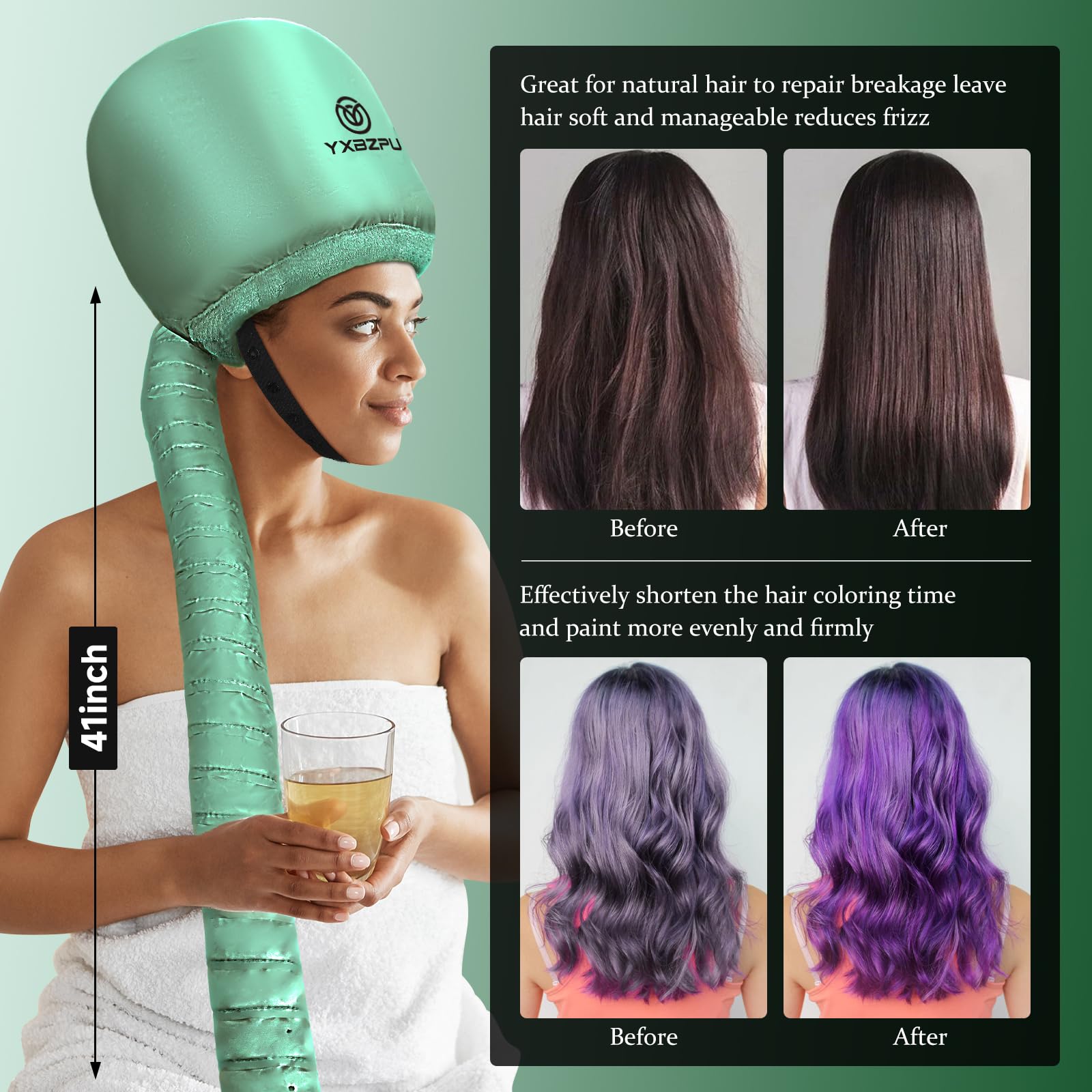 ZJING curly hair styling bonnet showing the adjustable drawstring and integrated comfort headband