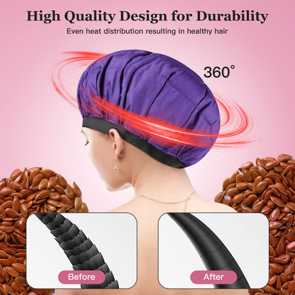 Amzpic premium purple cordless thermal head cap on model for home hair spa