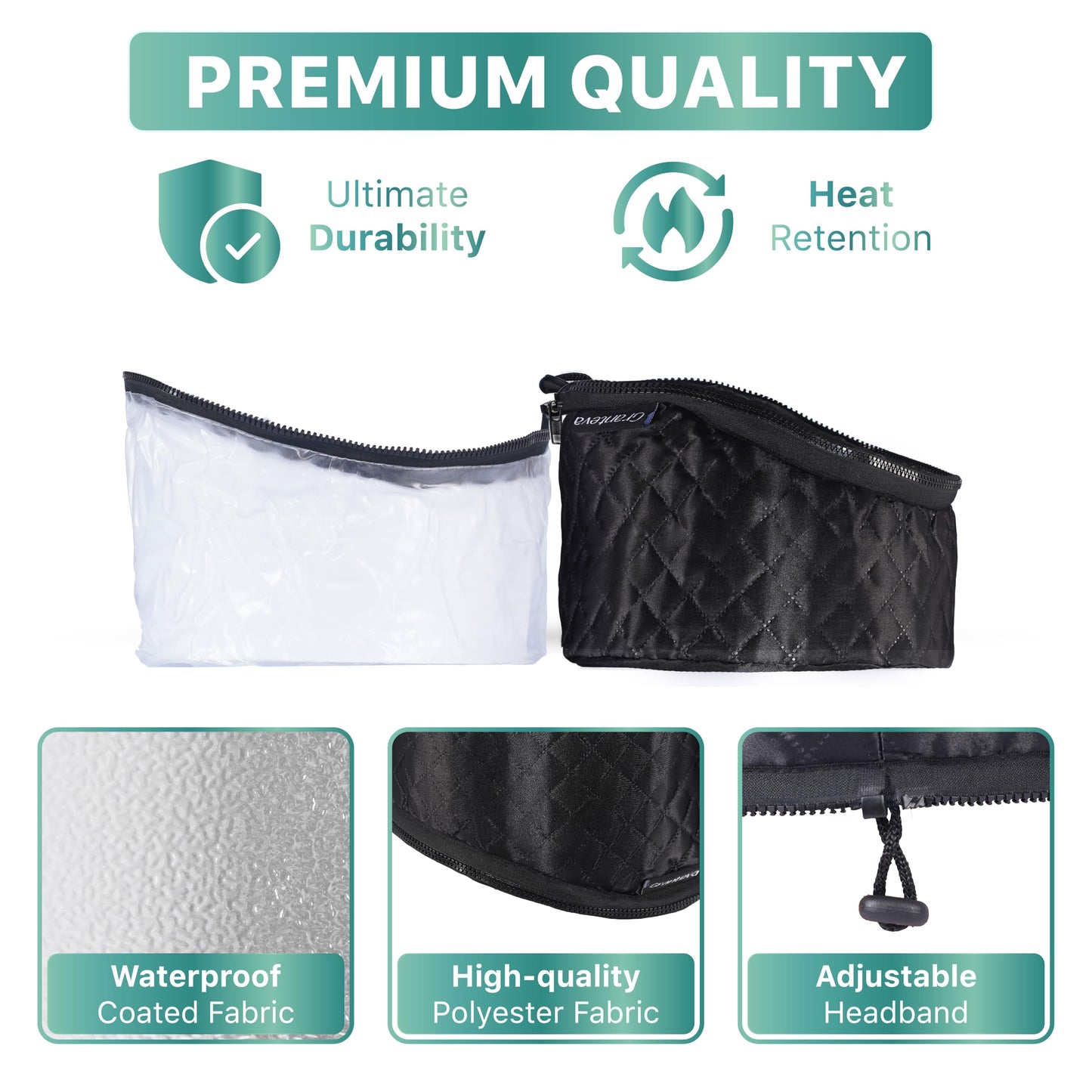 Granteva deep conditioning hair spa hat displaying the water resistant inner lining material