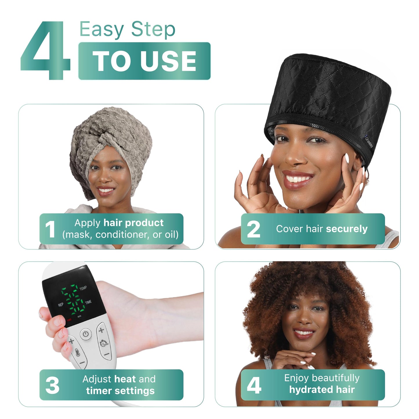 Granteva hair steaming cap compact design layout for travel friendly storage