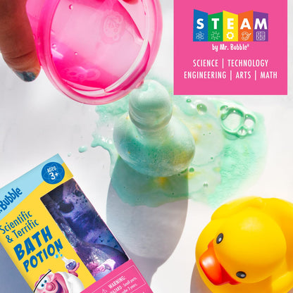 Back view of Mr. Bubble bath potion packaging