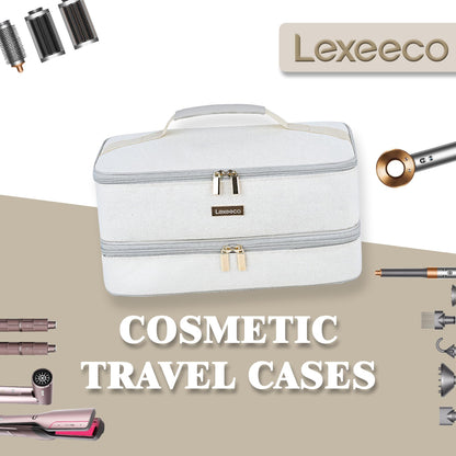 Grey portable cosmetic and hair accessories bag designed for global travel luggage