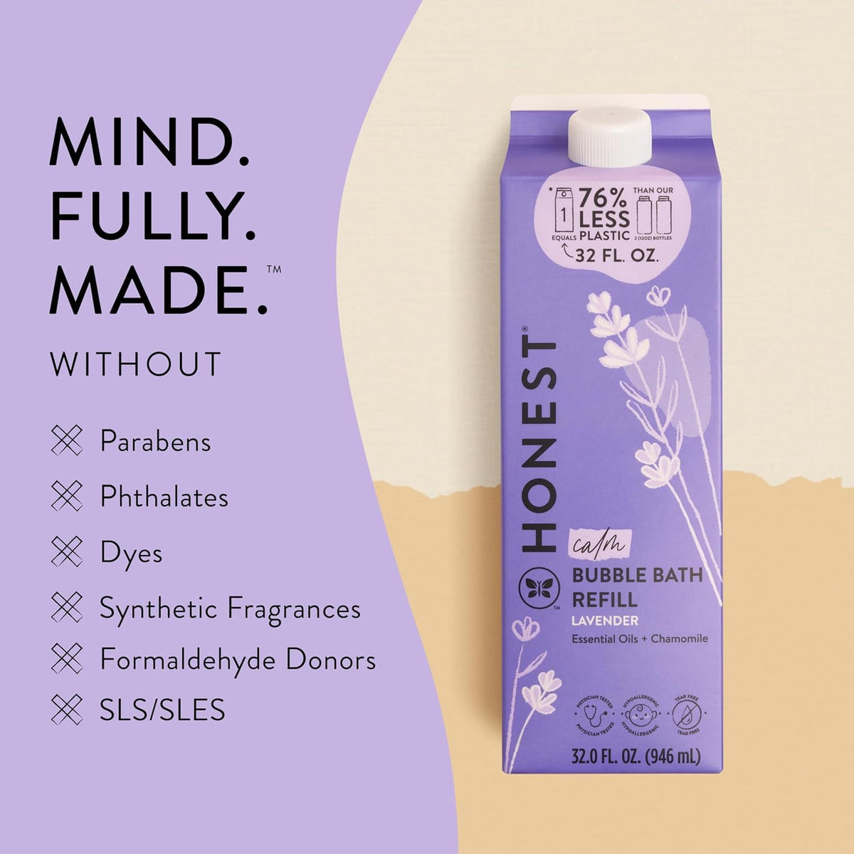 The Honest Company baby bubble bath packaging size comparison