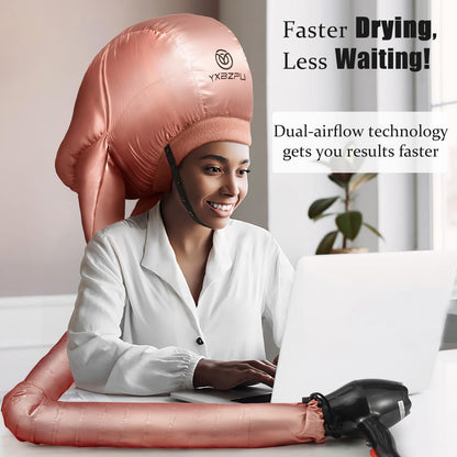 Interior view of the pink hooded hair dryer cap displaying the breathable anti static mesh lining