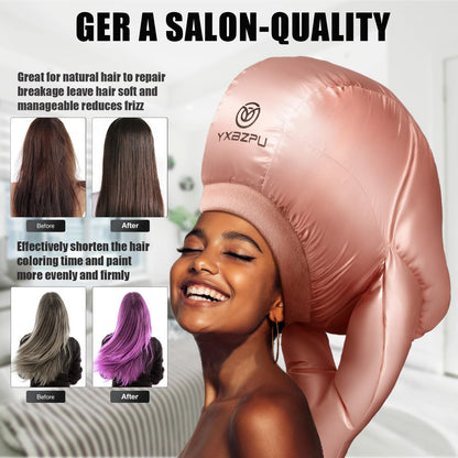 YXBZPU hooded diffuser cap for curly hair fully inflated with dual tube air circulation technology