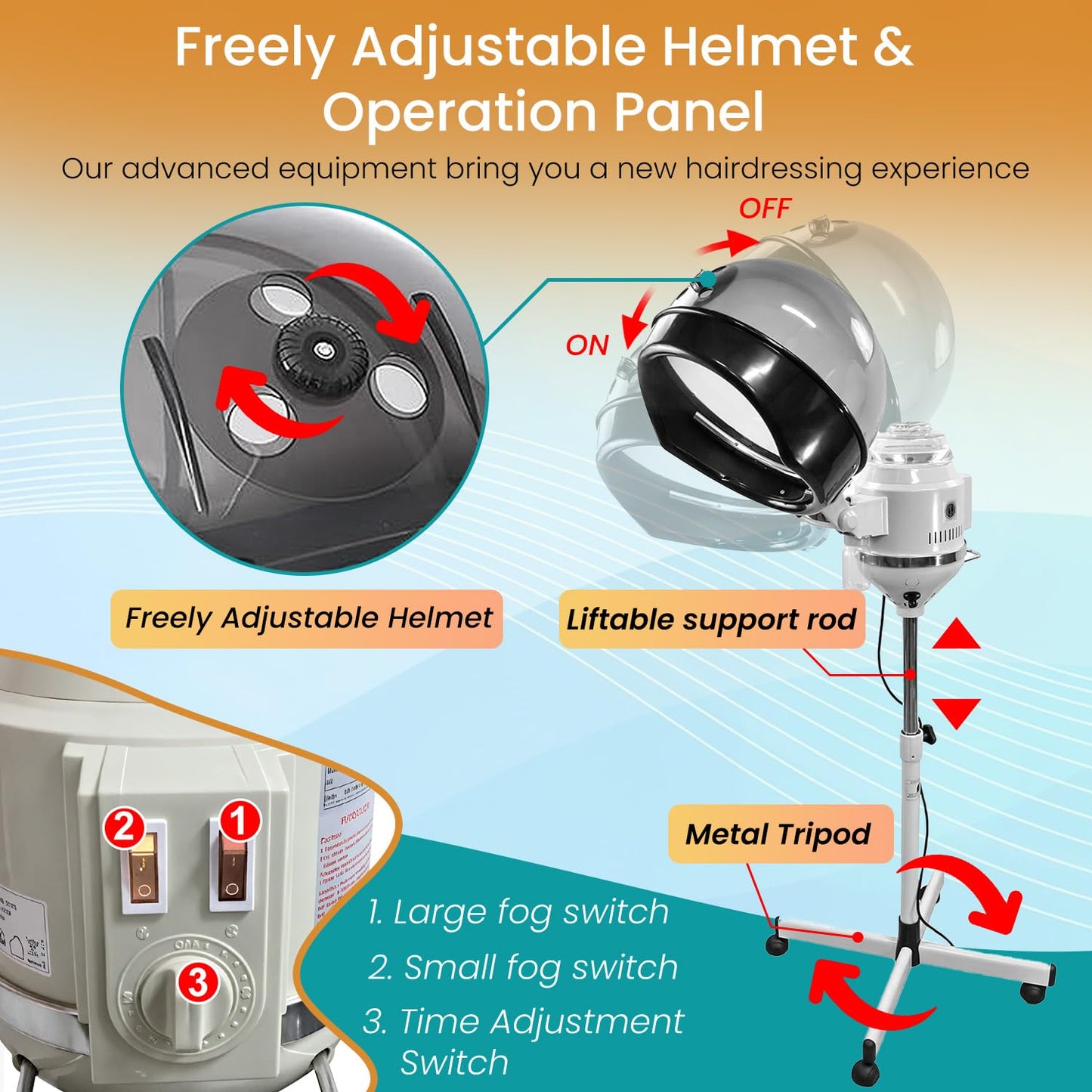 White adjustable hooded hair conditioning steamer for salon styling