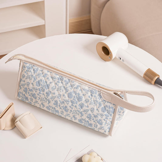 RSRSLEII portable cotton floral organizer case opened wide showing dual interior compartments