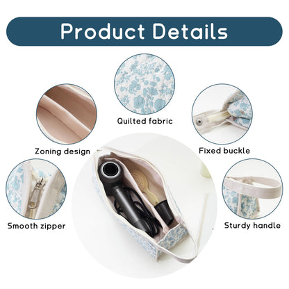 GISMTR quilted travel organizer pouch showcasing the durable side handle for easy carrying