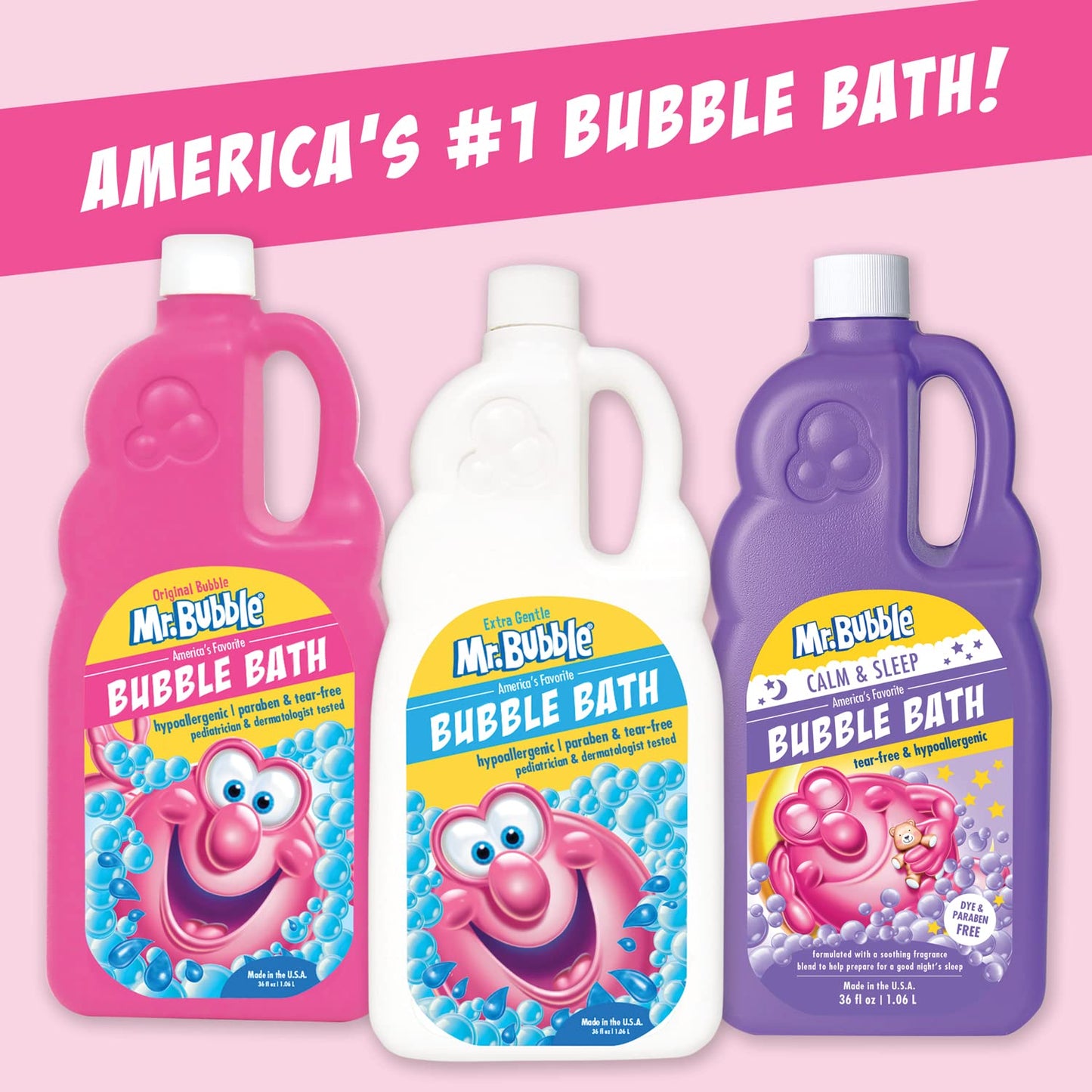 Two bottles of Mr. Bubble Extra Gentle Bubble Bath