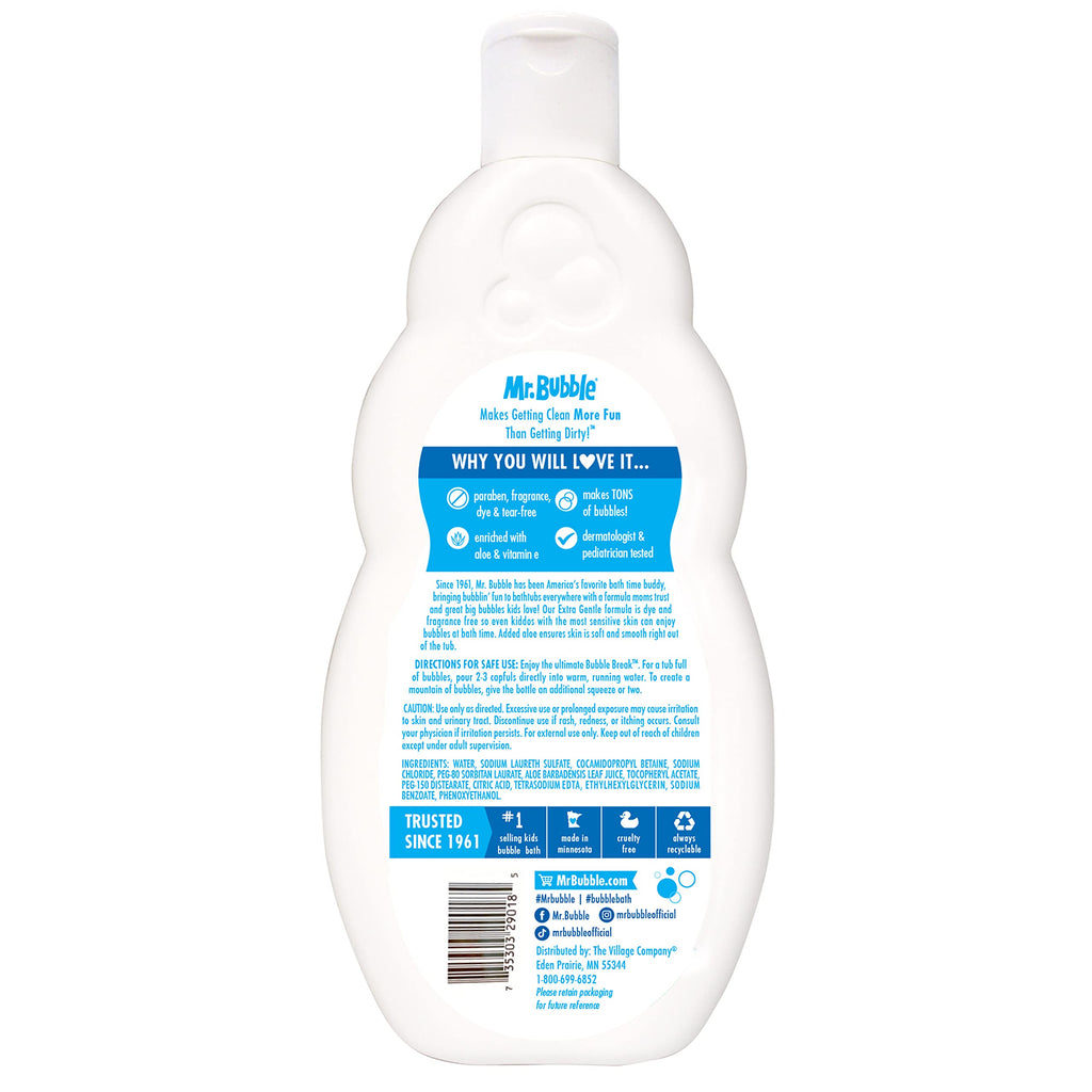Mr. Bubble tear free bubble bath label details