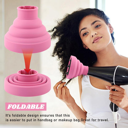 Heat resistant silicone diffuser for natural curly hair in a vibrant pink shade