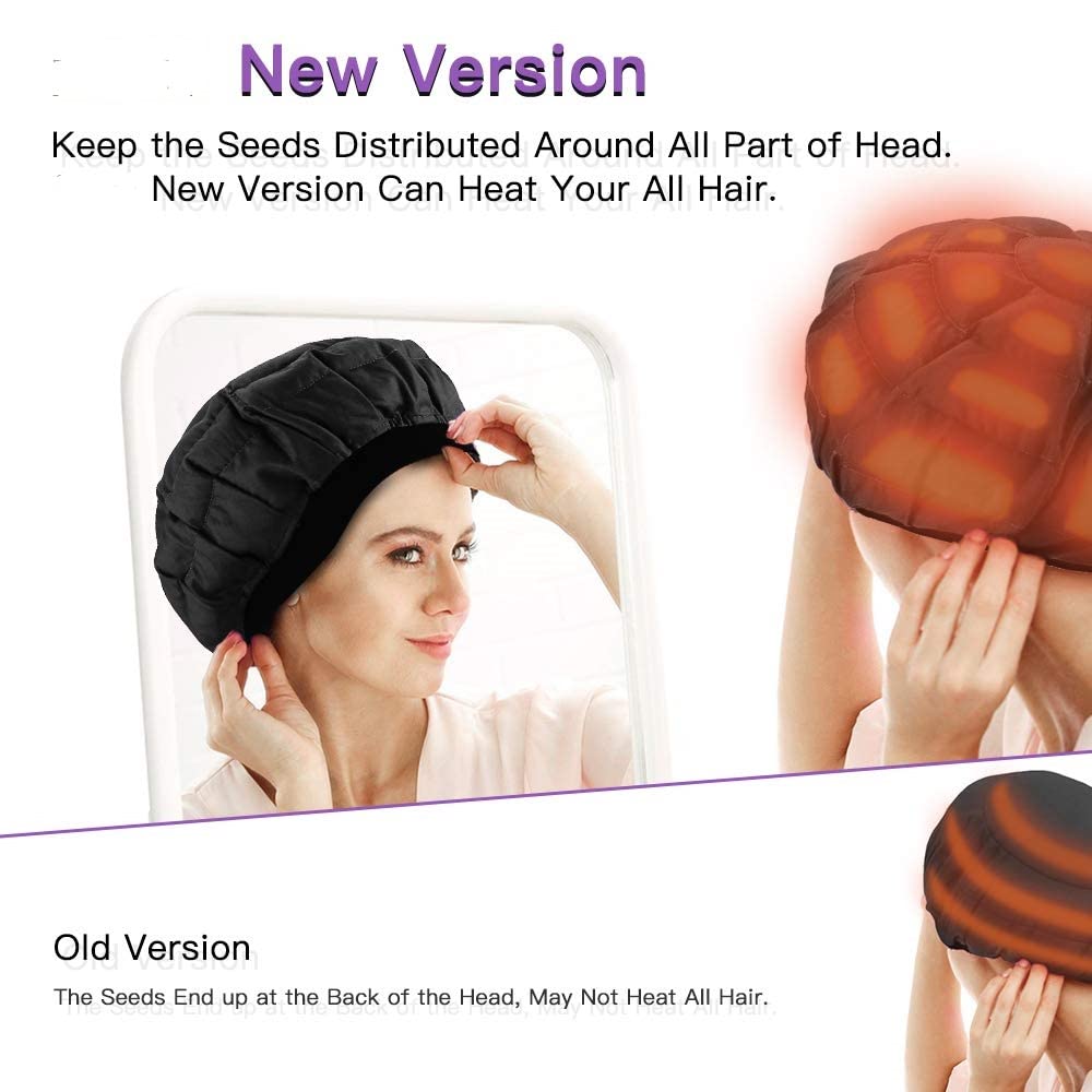 Flaxseed filled interior details of the B Beautybaby black deep conditioning heat cap for natural curly hair.