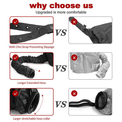 Detbext hair drying cap folded neatly beside its included free matching carrying case pouch