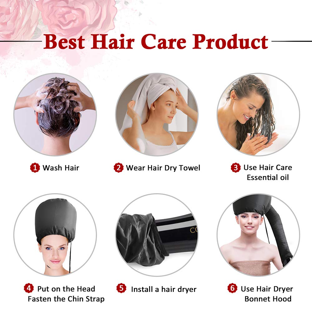 Waterproof material details of the premium soft bonnet hair dryer attachment for curly hair care