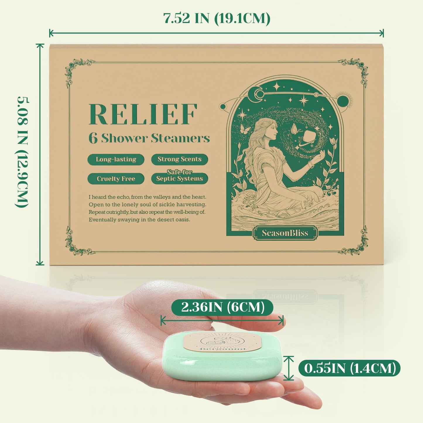 Organic essential oil shower tablets placed on a bathroom shelf for relaxation