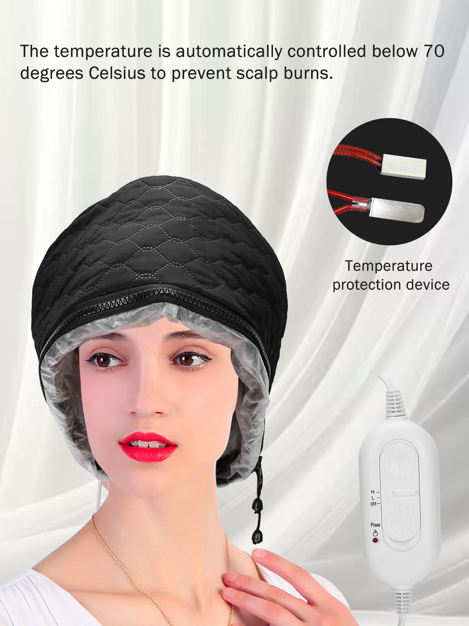 Watris Veiyi thermal head spa cap laid flat demonstrating the portable and lightweight structure.