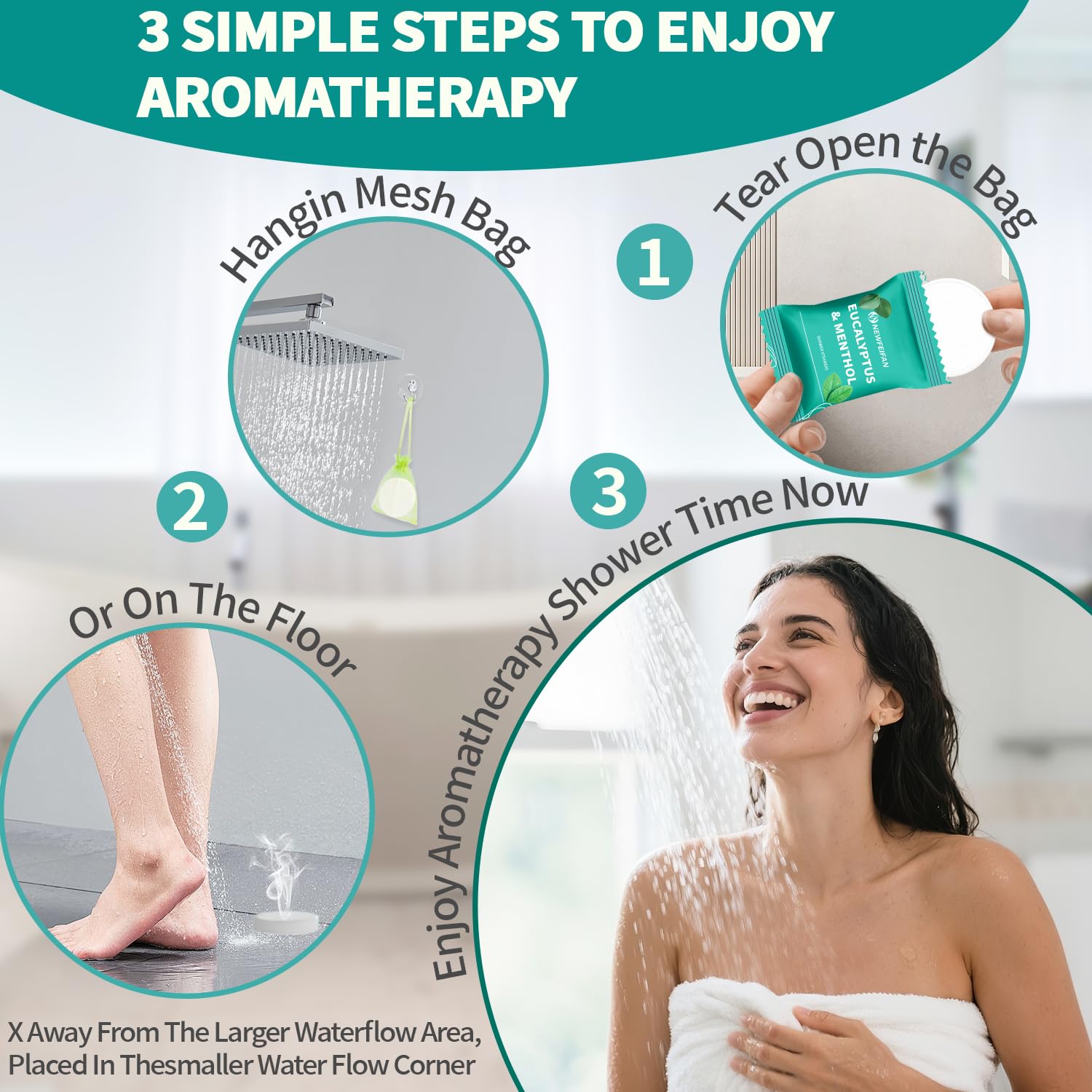 Sinus relief eucalyptus and menthol vapors activating under water splash