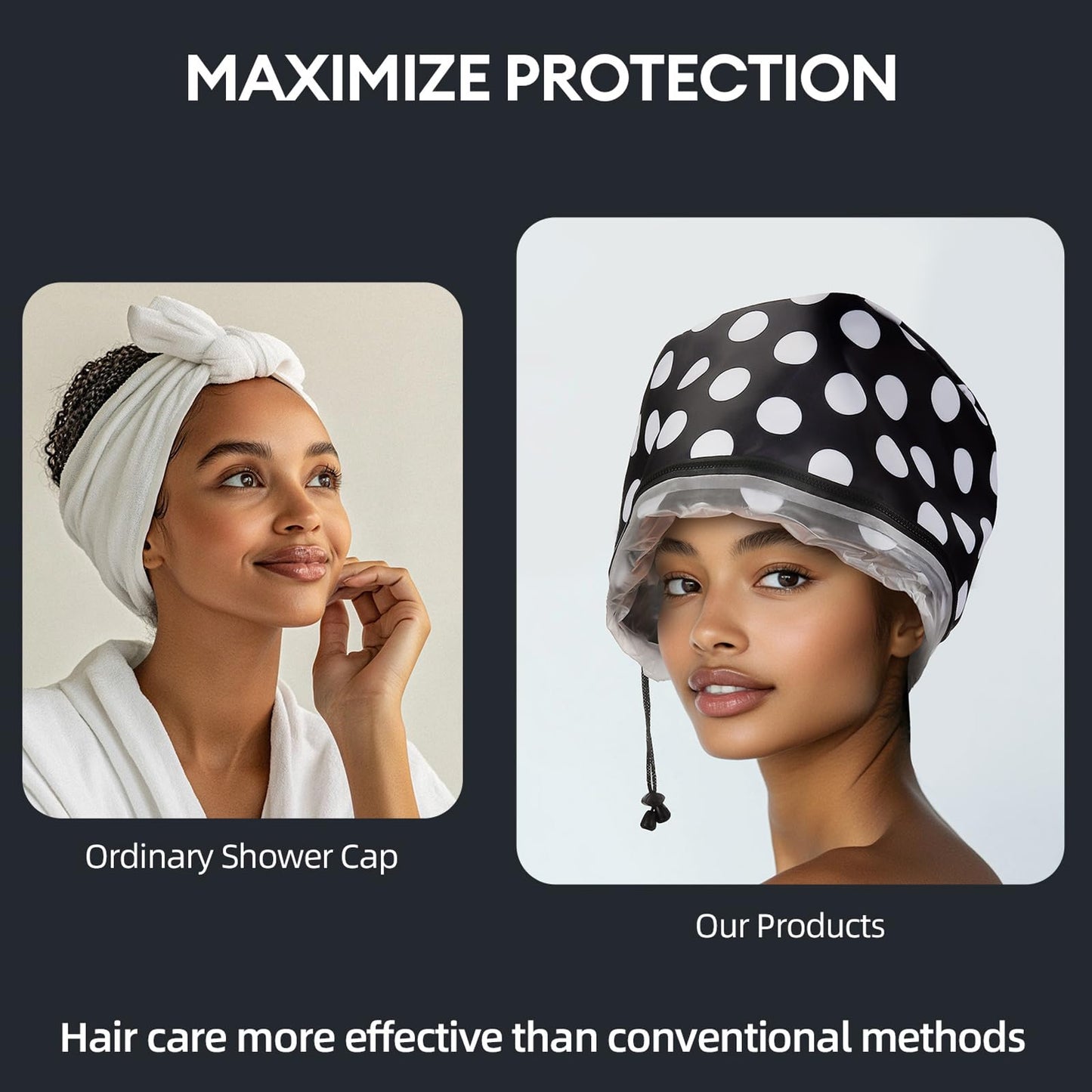 LIARTY deep conditioning heat cap displaying the adjustable quick release drawstring