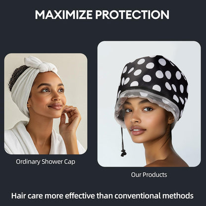 LIARTY deep conditioning heat cap displaying the adjustable quick release drawstring
