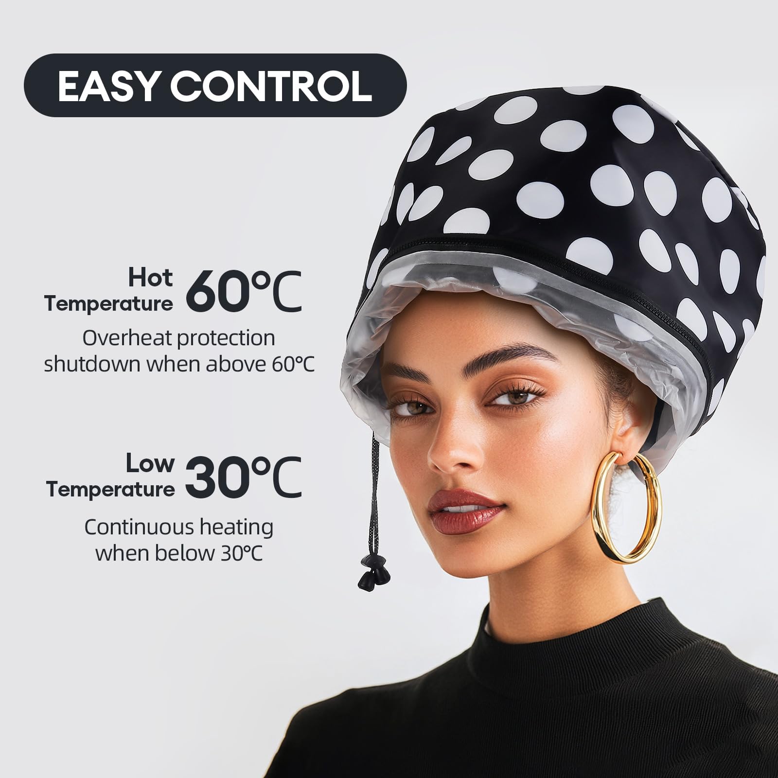LIARTY electric hair cap showing the removable inner zipper and waterproof film lining