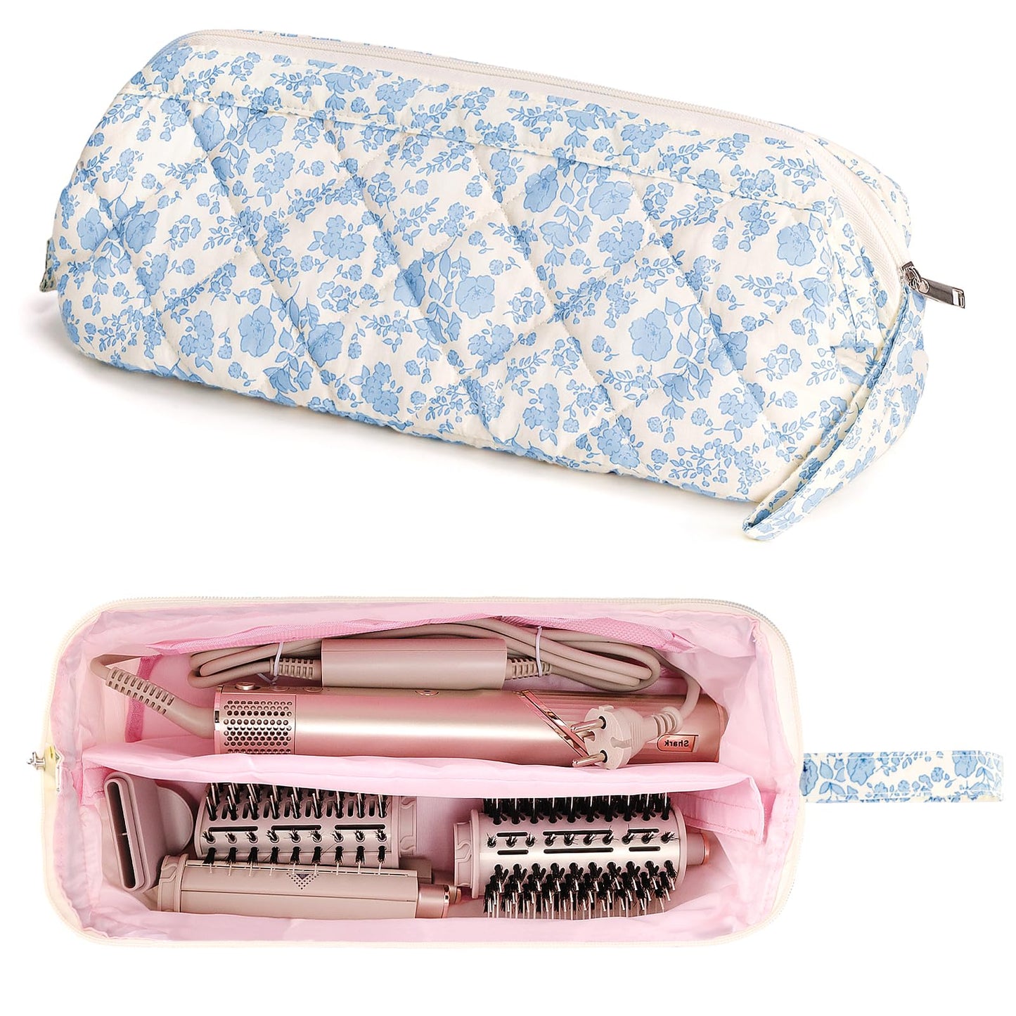 Dadop hair tools travel bag with wide wire opening showing interior storage capacity