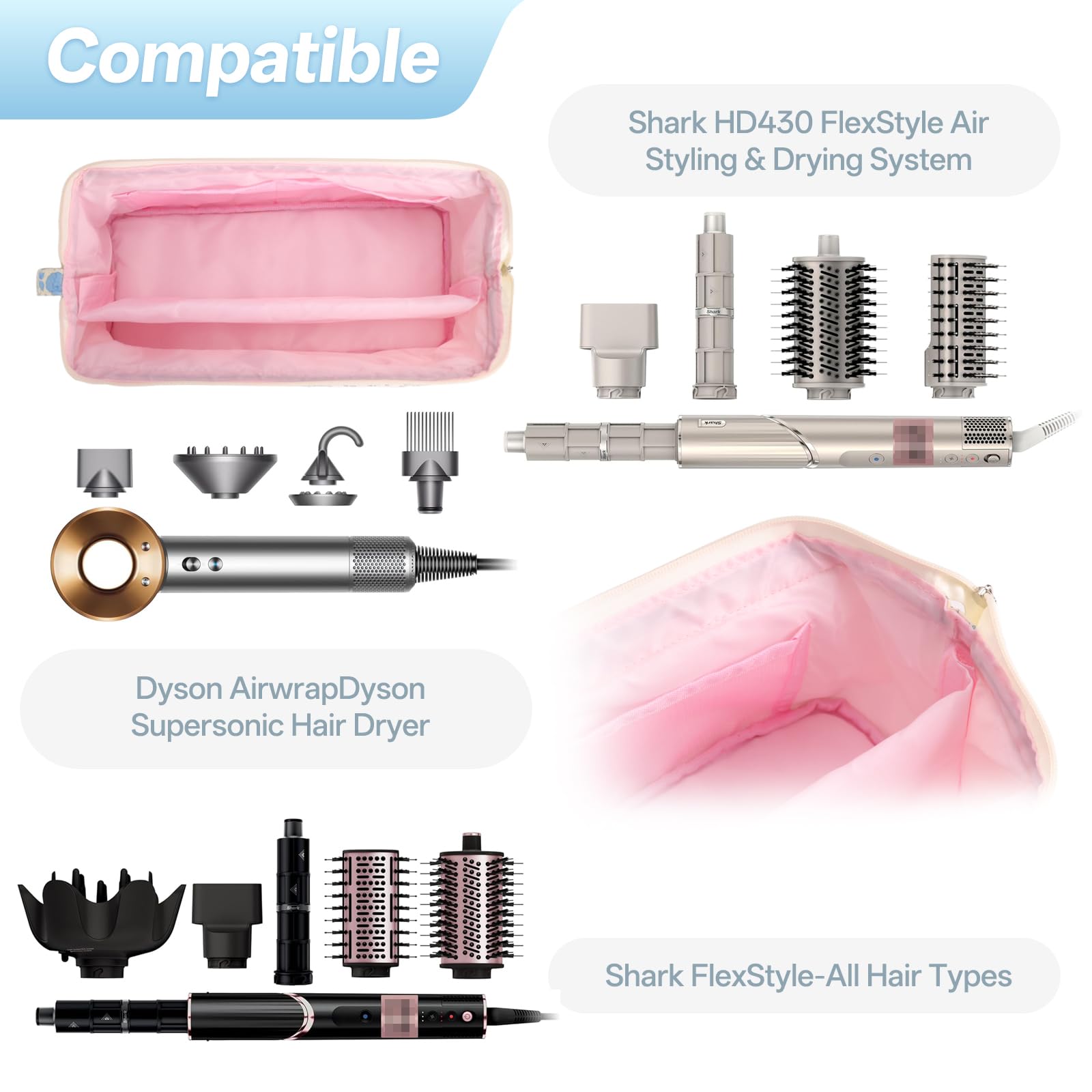 Dadop curling iron carrying case being held by the durable top handle