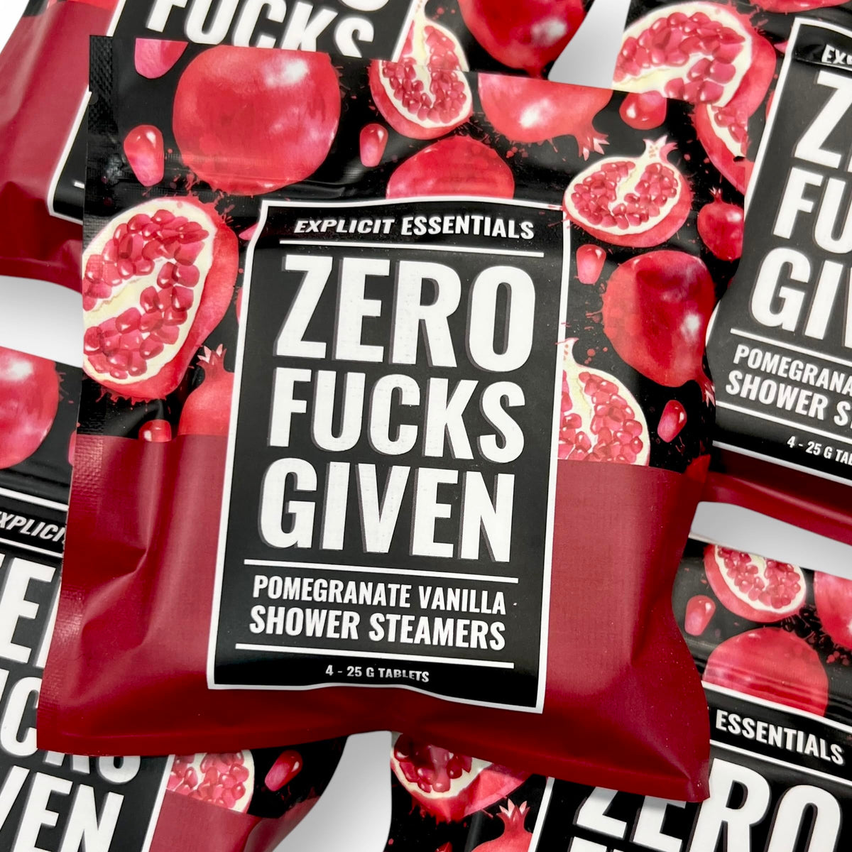 Explicit Essentials relaxation shower steamers product label details