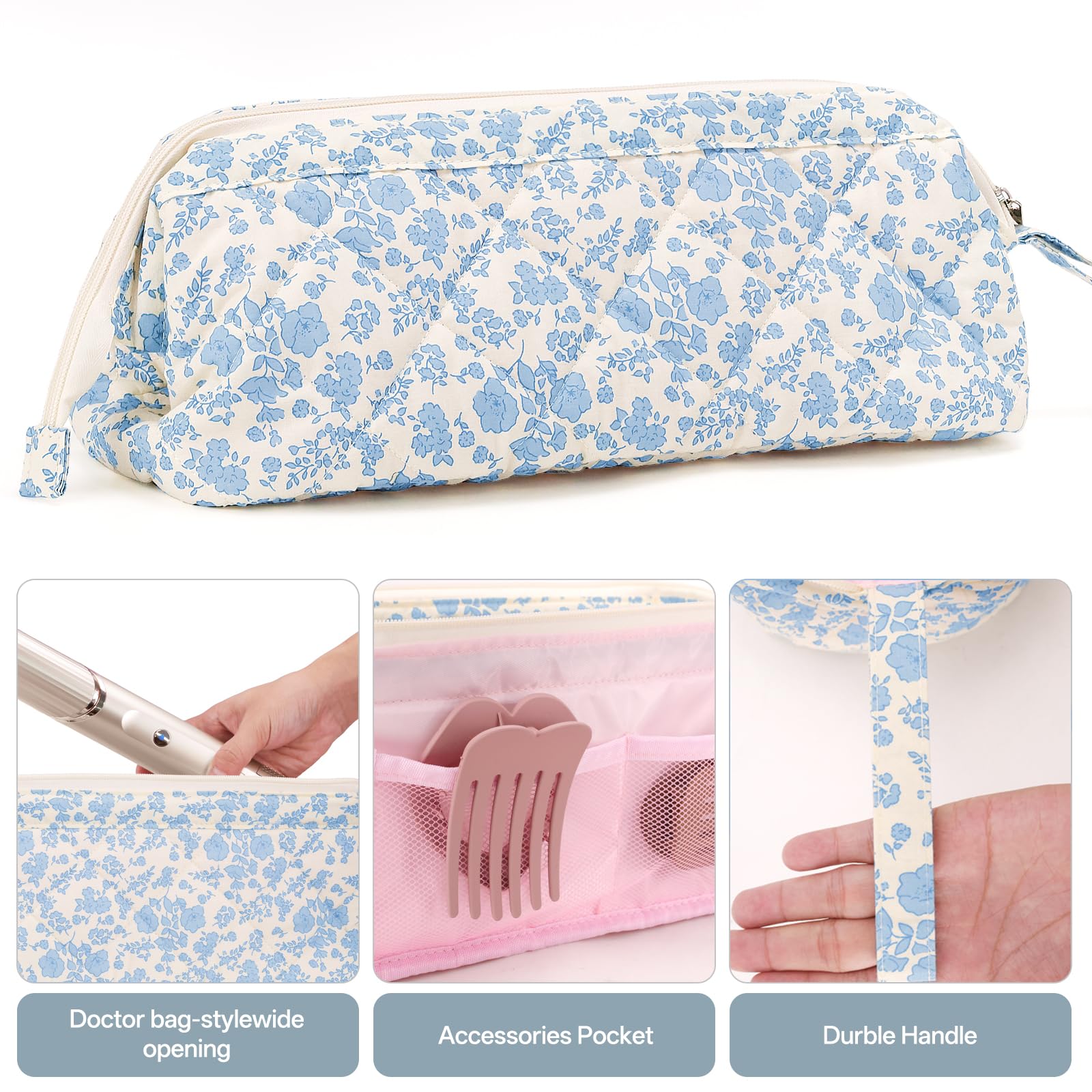 Dadop multi styler organizer pouch packed with a hair dryer and styling barrels