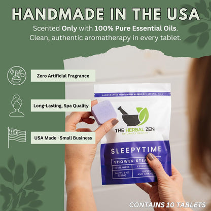 Close up view of natural plant based ingredients inside the sleepytime aromatherapy package