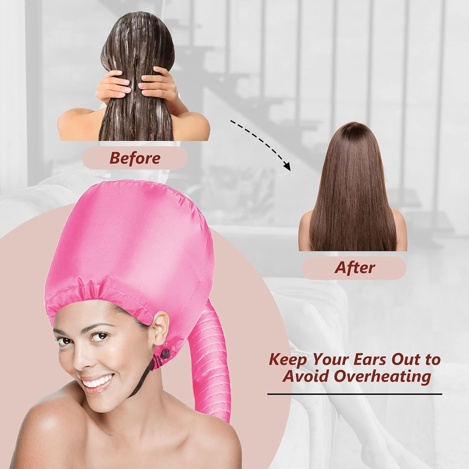 Beautyours safety hair dryer bonnet attachment folded compactly for travel storage