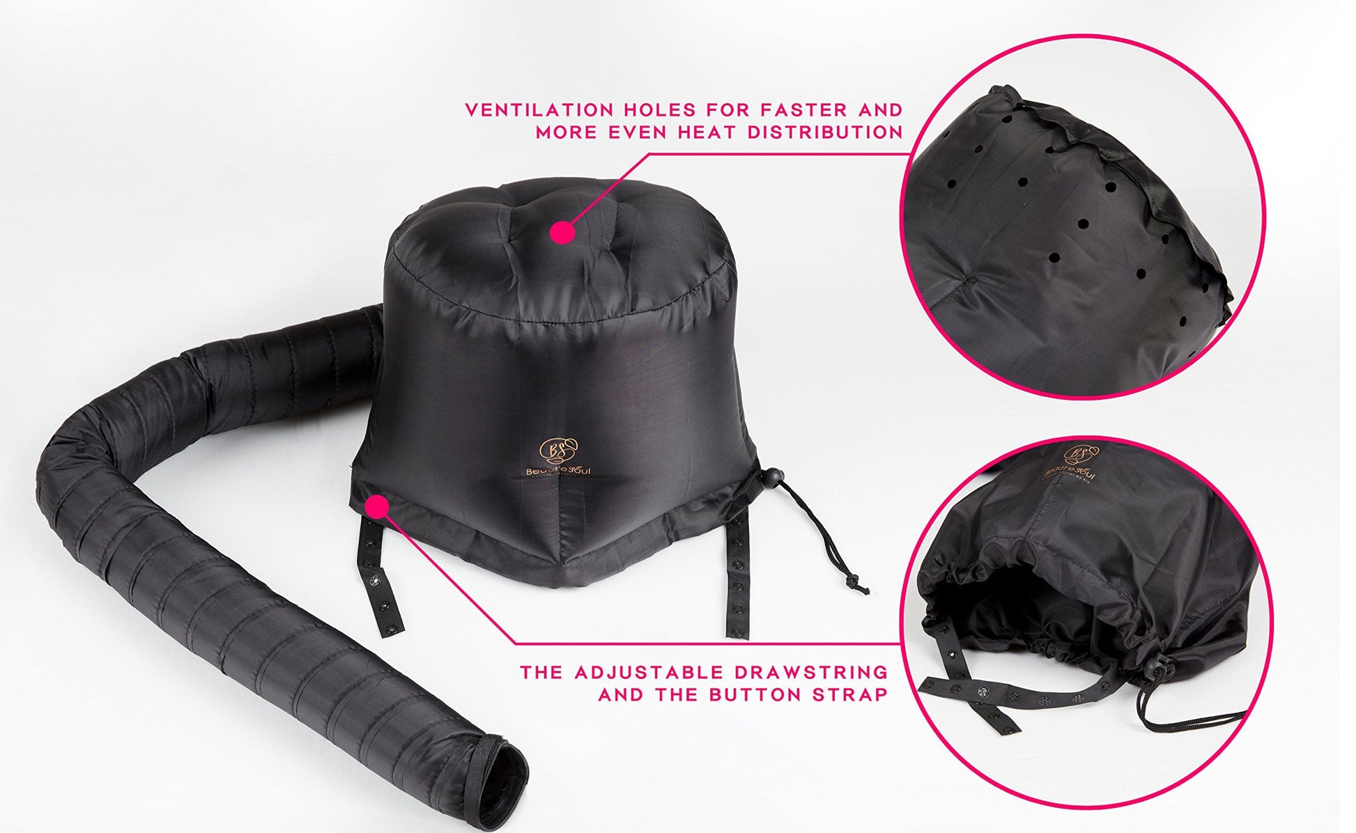 Beauté Seoul hair treatment cap folded down neatly into its compact travel storage pouch.
