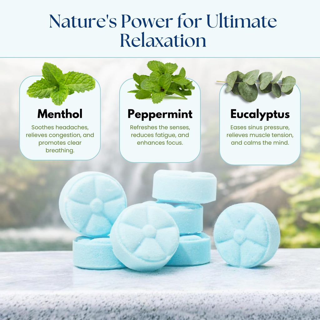 The Lavish Goat Soothe shower steamers aromatherapy tablets display