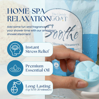 Water activated sinus relief shower bomb showing slow fizzing action close up.