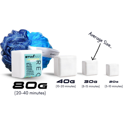 Therapeutic post workout recovery shower steamer dissolving slowly on bathroom floor tiles