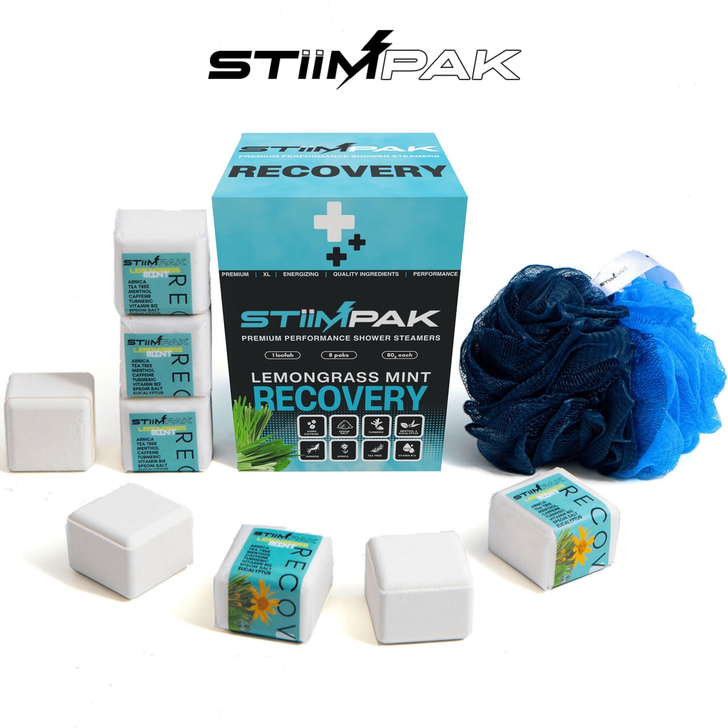 Premium gift box containing eight extra strength sinus clearing aromatherapy shower bombs