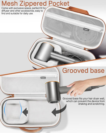 RAIACE protective travel carrying bag open view showing gray inner velvet lining