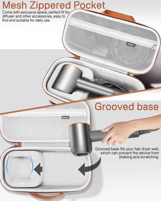 RAIACE protective travel carrying bag open view showing gray inner velvet lining