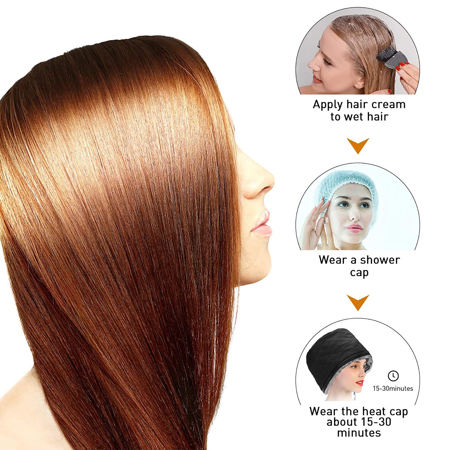 Three mode temperature control switch attached to the premium XNX thermal hair care hat