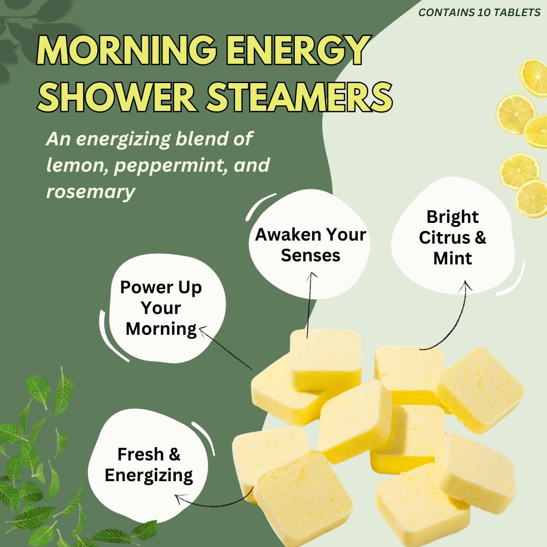 Natural peppermint and lemon essential oil shower bomb tablets for aromatherapy