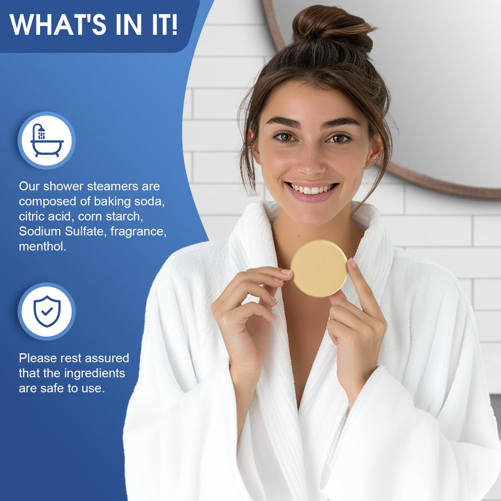ZenBombs shower tablets arranged to display multiple organic scents