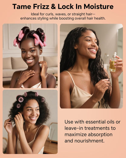 Boloye hair dryer helmet attachment laid flat alongside the included soft thermal protection headband accessory.