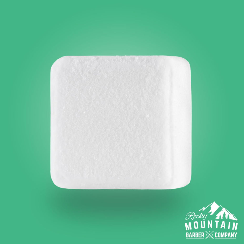 Rocky Mountain Barber Company mountain mint shower steamers back label details