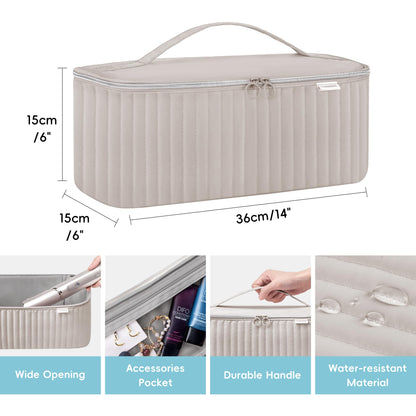 Lexeeco travel bag double zipper closure detail for beauty accessories