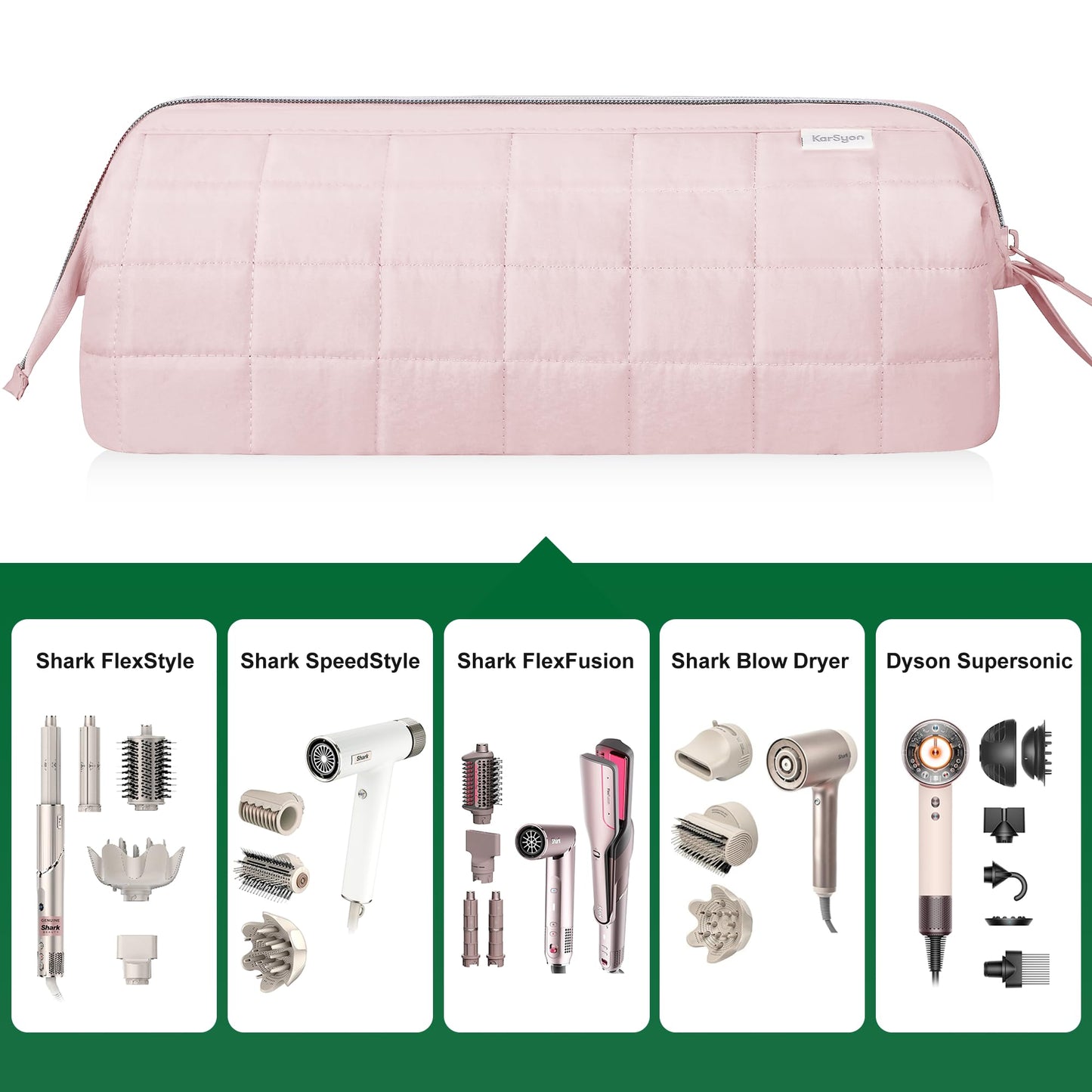 KarSyon cosmetic and hair styler storage case open showing interior compartments