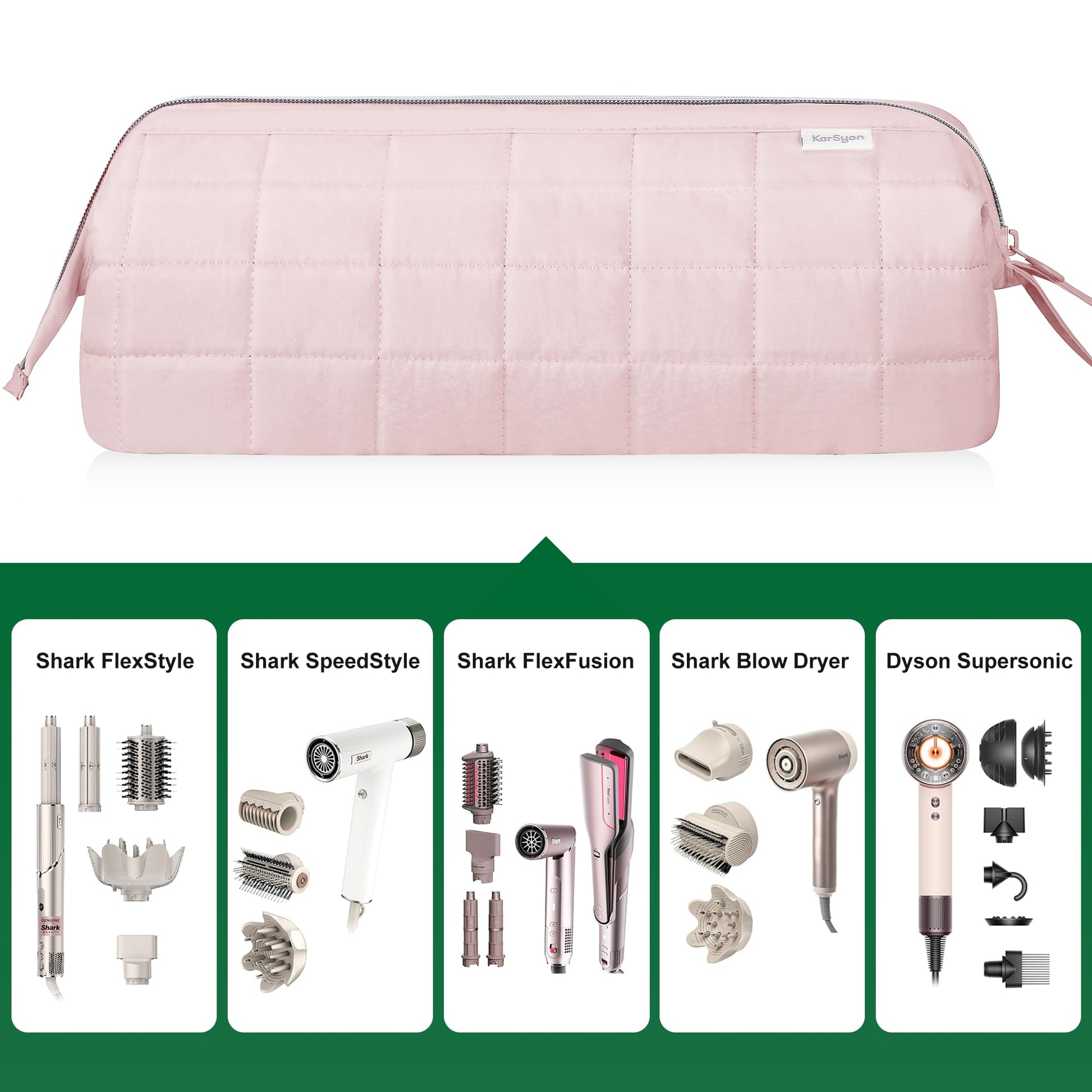 KarSyon cosmetic and hair styler storage case open showing interior compartments