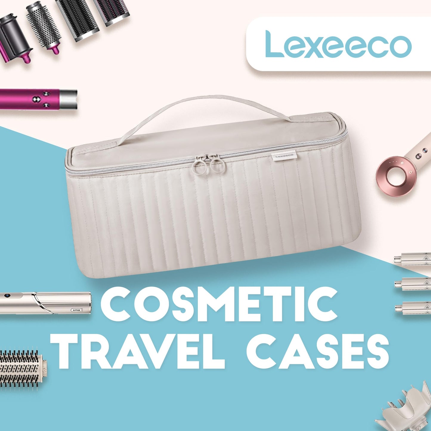 Lexeeco multi purpose cosmetic and hair tool storage bag side profile