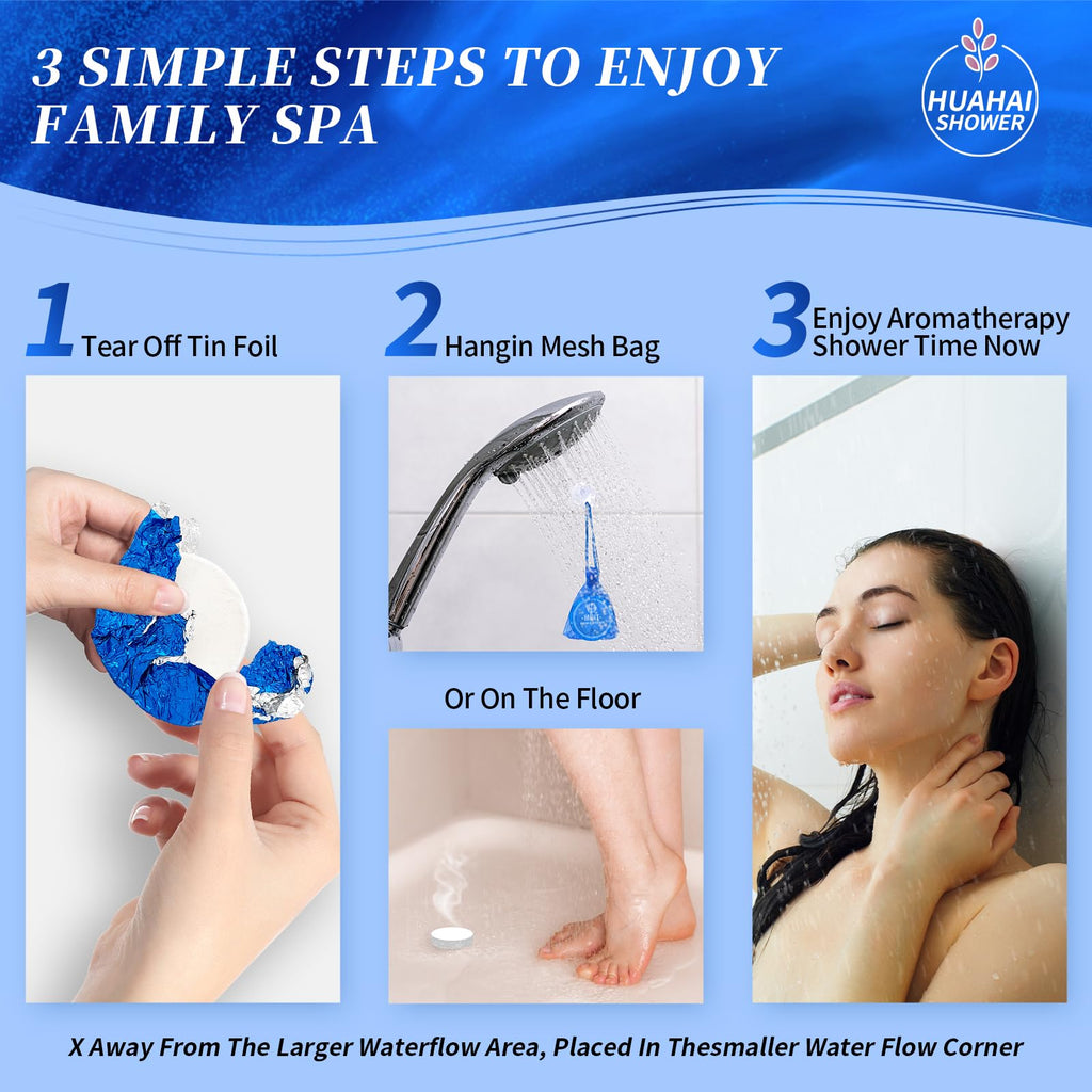 Aromatherapy shower steamers dissolving on shower floor