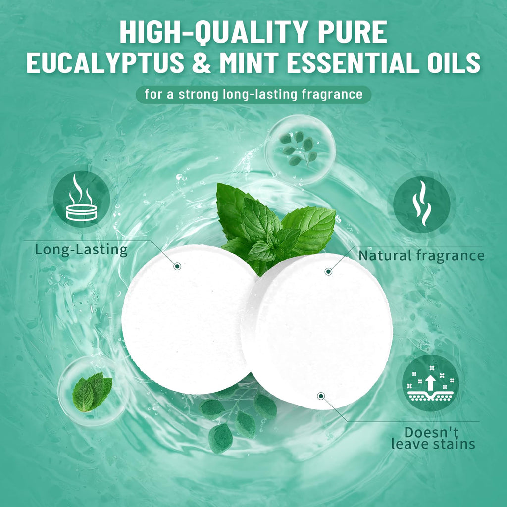 Close up of individual handmade aromatherapy shower steamer tablet