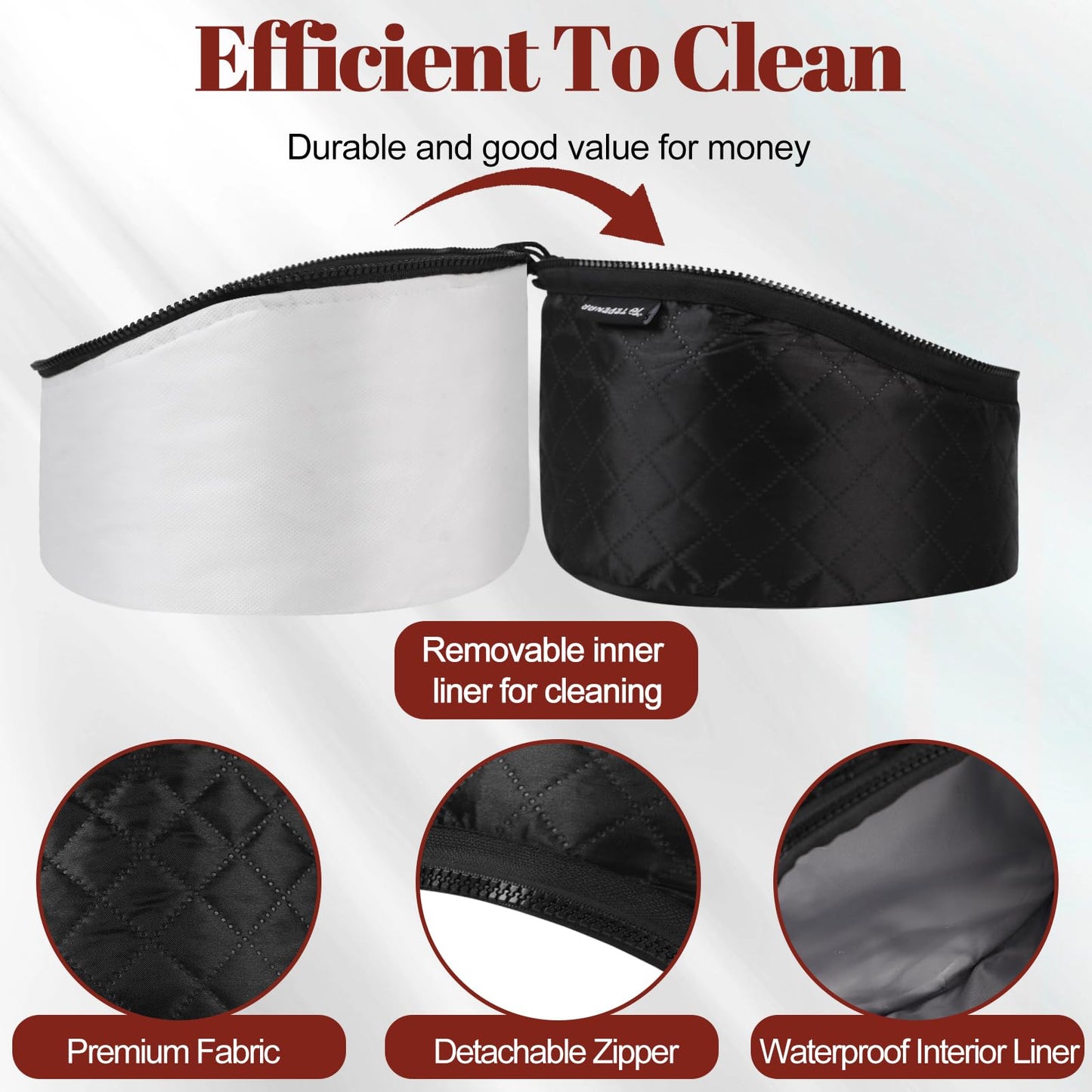 The inside of the Bilinavy deep conditioning heat cap displaying the fireproof insulating silicon fibers designed for safe home hair treatments
